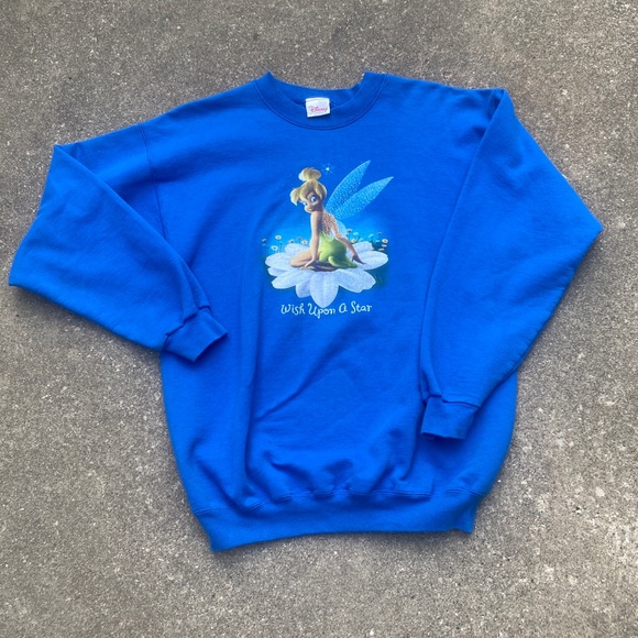 Vintage Sweaters - Vintage 90s Tinker Bell Disney Crewneck Sweater